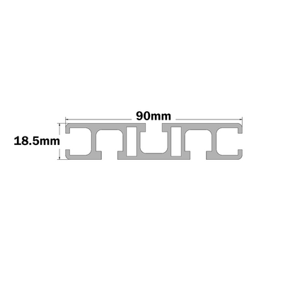 10-9018.5-0-36IN MODULAR SOLUTIONS EXTRUDED PROFILE 90MM X18.5MM, CUT TO THE LENGTH OF 36 INCH